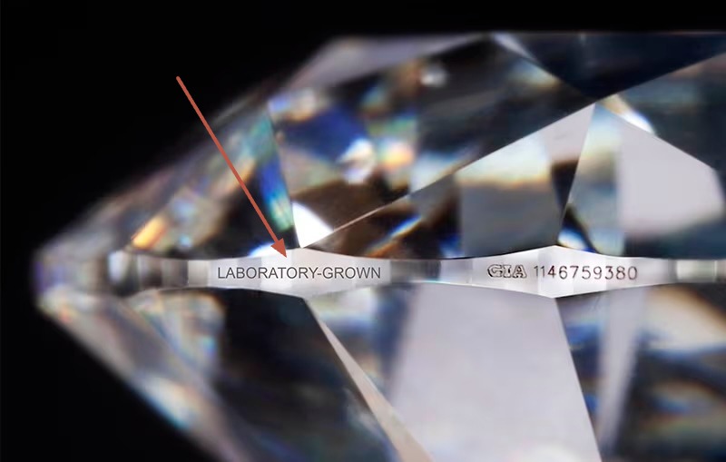 a diamond showing the gia lab grown inscription 